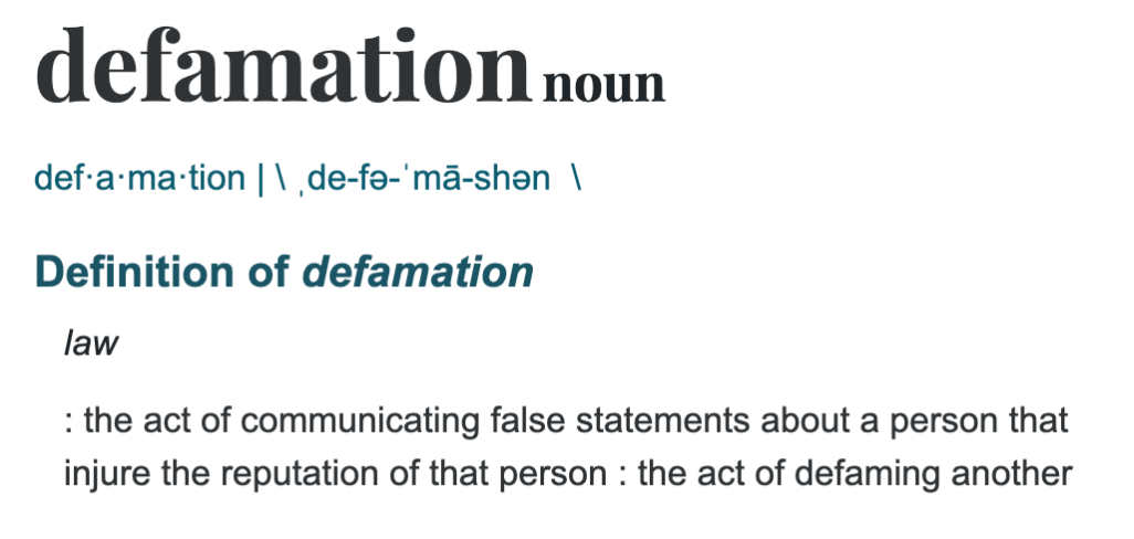 DEFAMATION OF CHARACTER